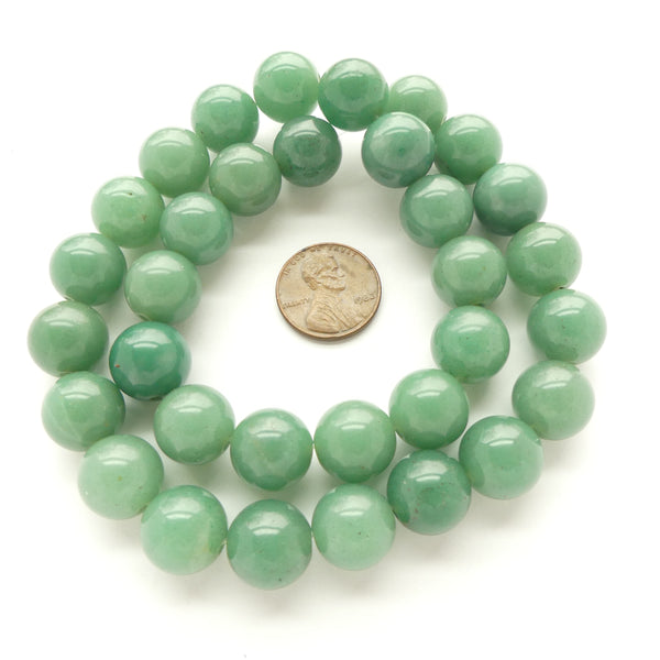 Aventurine, Green, Round 12mm on 16-inch Strands