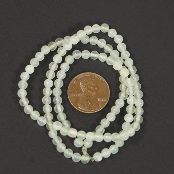 New Jade, Round 4mm Diameter on 16-inch Strands