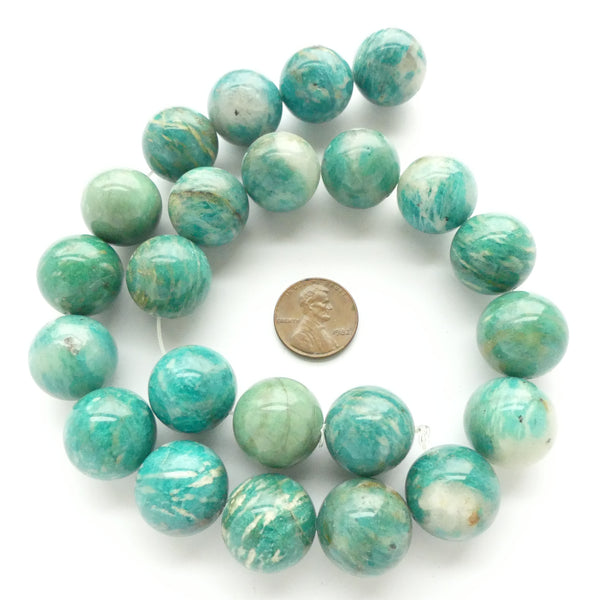 Amazonite, Russian, Round 18mm Beads on 16-inch Strand