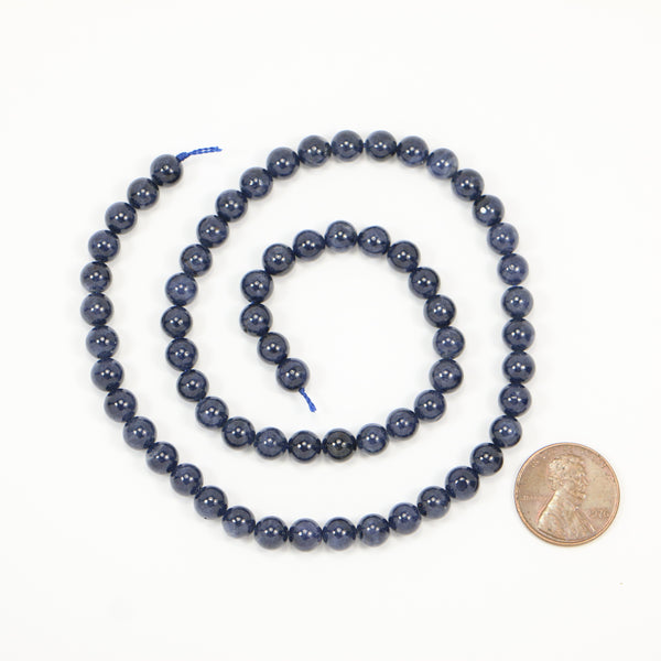 Sapphire, Blue Round Beads 6mm Diamater on 16-inch Strand