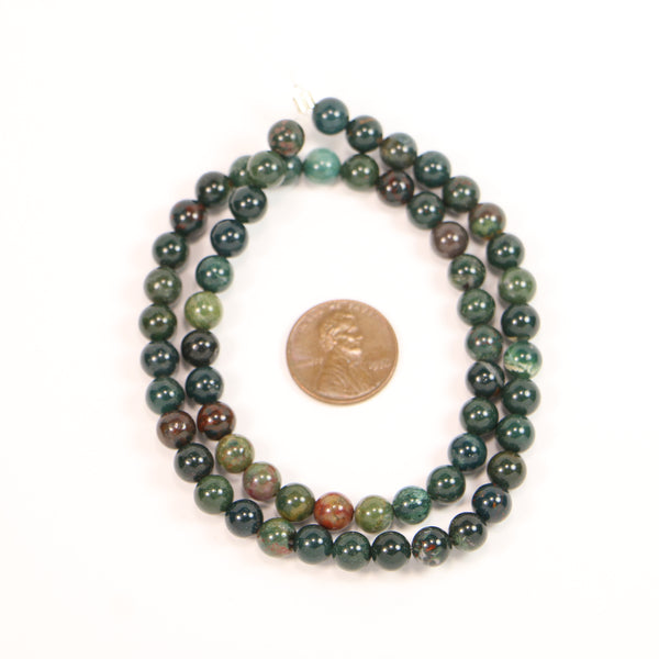 Bloodstone, Round, 6mm Beads on 16-inch Strand