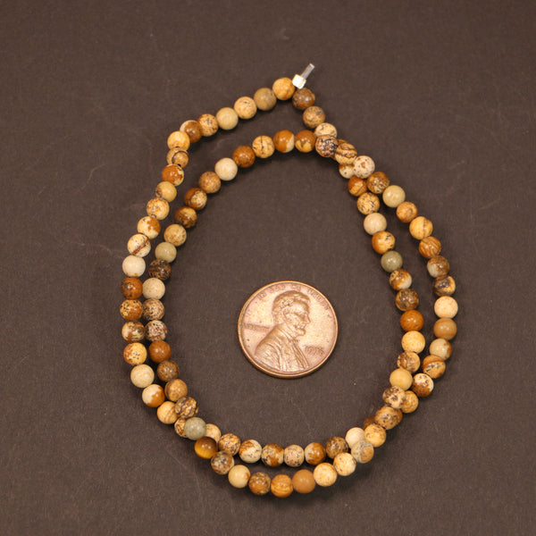 Picture Jasper, Round, 4mm Beads on 16-inch Strands