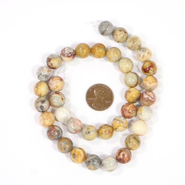 Crazy Lace Agate, Round, 10mm on 15-inch Strand