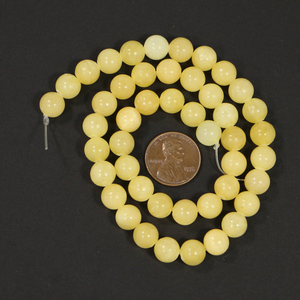 Yellow Calcite, Round 8mm Diameter on 16-inch Strands