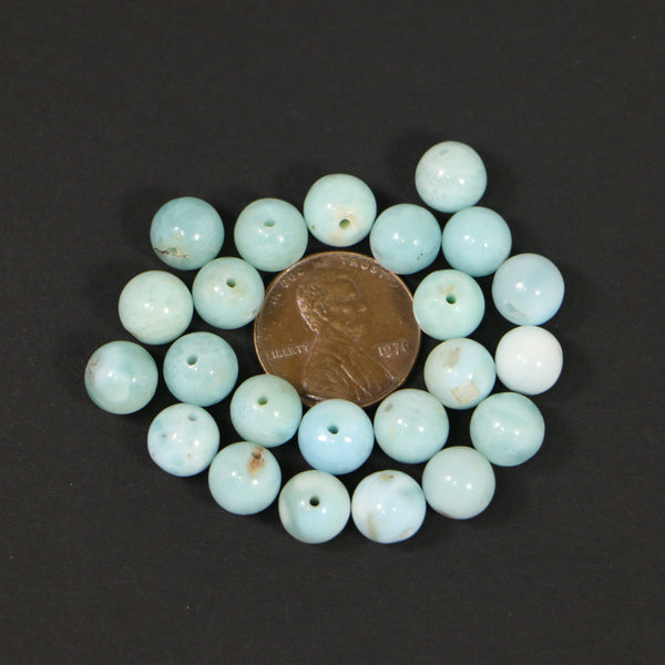 Larimar, Round, 8mm Beads, Sold in Sets of 4