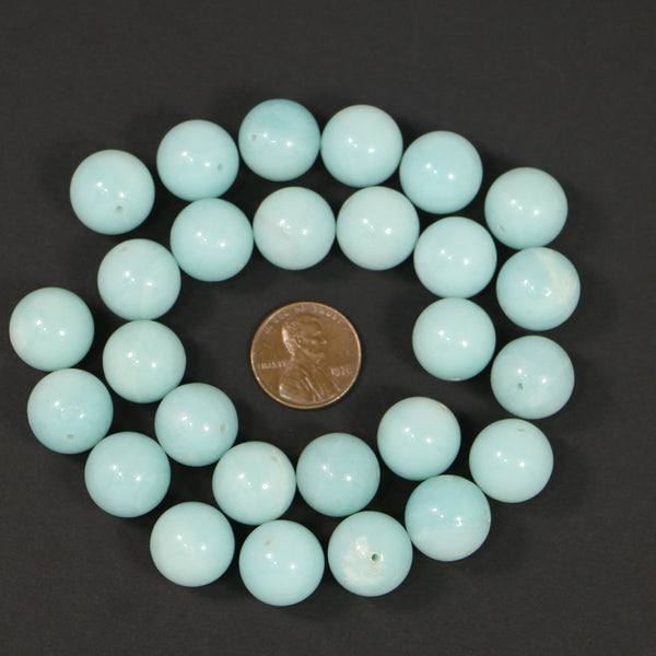 Amazonite, Round, 14mm, Light Aqua Blue Color, Sold by the Pair