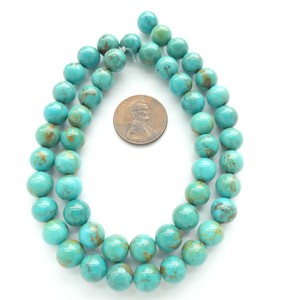 Turquoise, Round, 8mm on 16-inch Strand