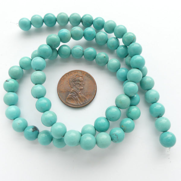 Turquoise, Round, 7mm on 16-inch Strand