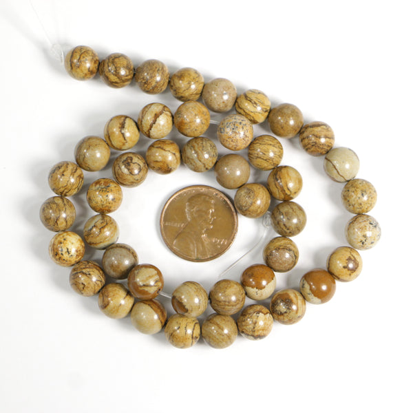 Picture Jasper, Round, 8mm on 15-inch Strands