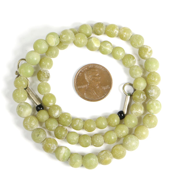 Serpentine, Semi-Matte Green, Round, Graduated, Largest 8mm on 16-inch Strand