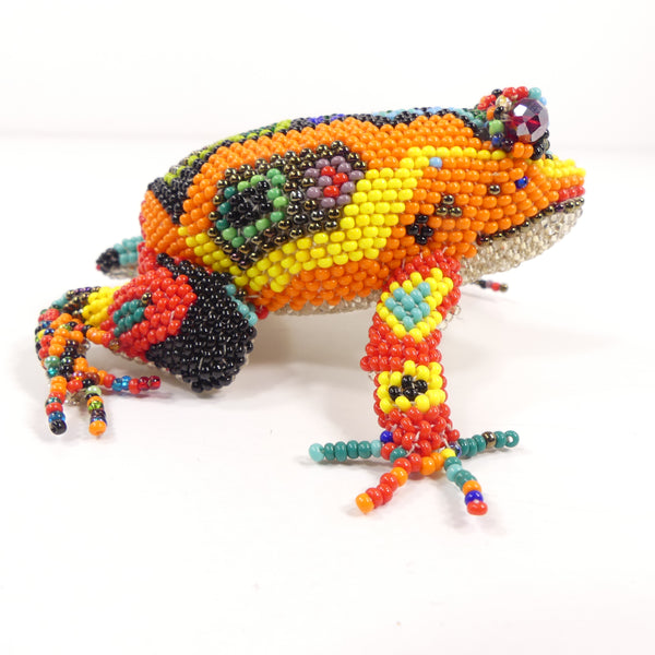 Beaded Animals, Giant Frog, Vibrantly Multicolored, 4x4 inches