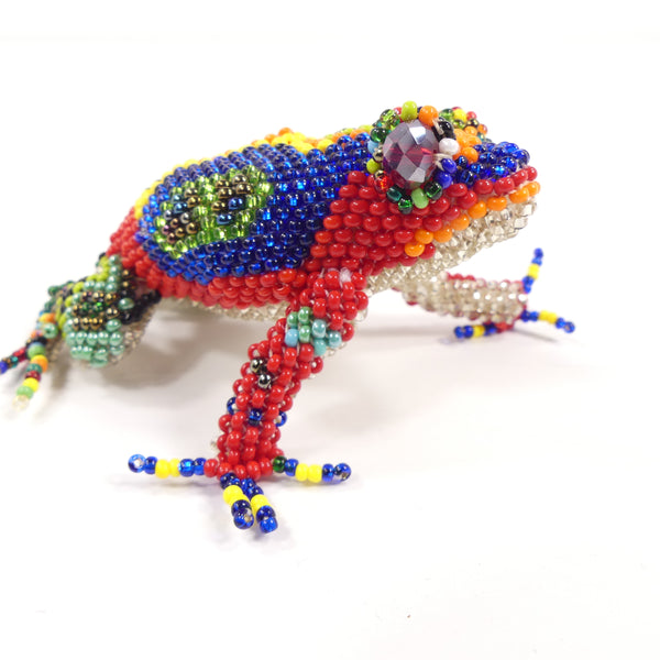 Beaded Animals, Handmade in Guatemala, Frog Multicolor, 3x2.5 inches