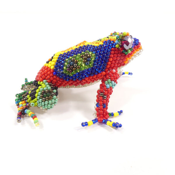 Beaded Animals, Handmade in Guatemala, Frog Multicolor, 3x2.5 inches