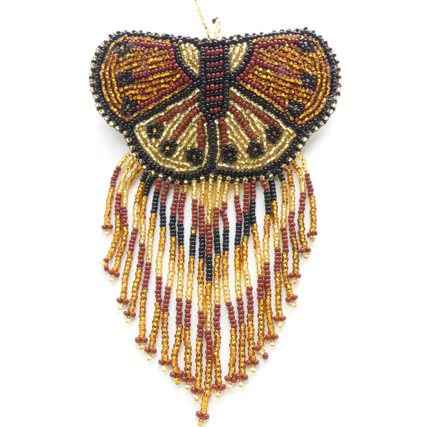 Hair Clip, Butterfly with Fringe, Silver-lined Light & Dark Gold, Brown & Black, 5 inches long