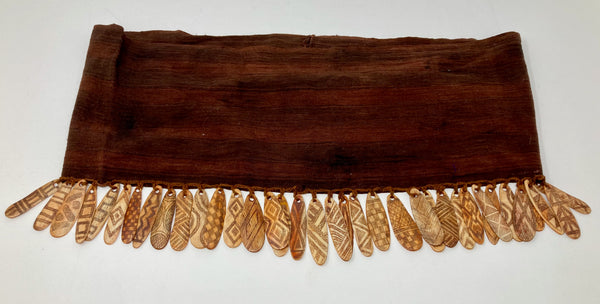 Bone Pendants on Shipibo Baby Sling, Vintage Peruvian
