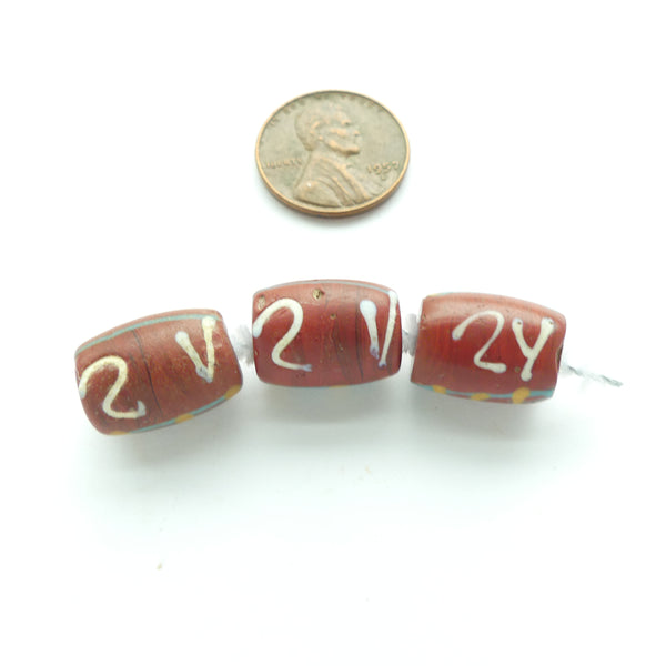 Lampworked, Venetian, Brown "37" Beads, Sold Individually