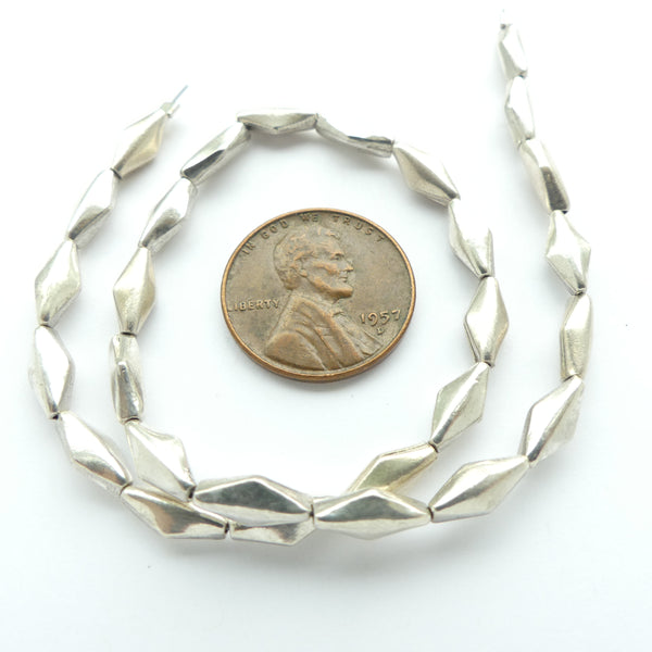 Indian Silver, Flat, Smooth Diamonds 10x4mm, Sold Individually
