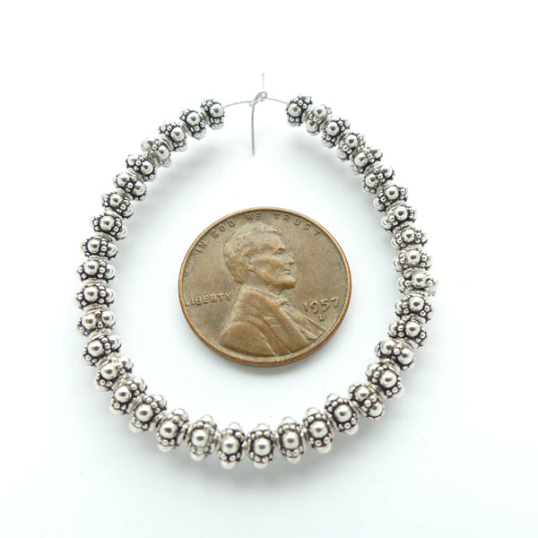 Indian Silver, Granulated Spacer Beads, 2x4mm, Sold by the Strand