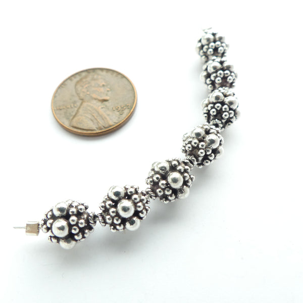 Indian Silver, Granulated Small Beads 9x8mm, Sold Individually