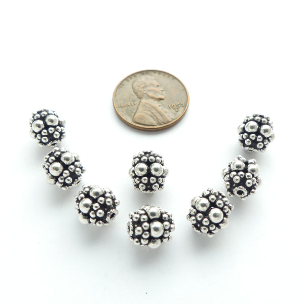 Indian Silver, Granulated Small Beads 9x8mm, Sold Individually