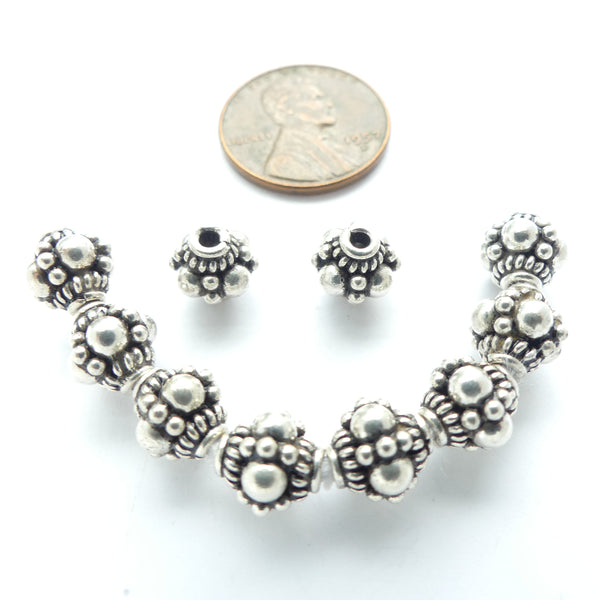 Indian Silver, Granulated Small Beads 8x8mm, Sold Individually