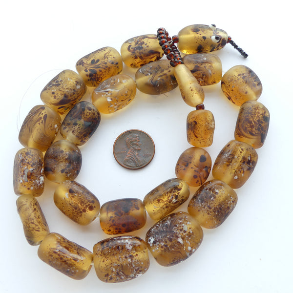 Marie-Jose Opper Necklace with Serpent Face Clasp, 25 Earthtone Beads, 21 Inches long