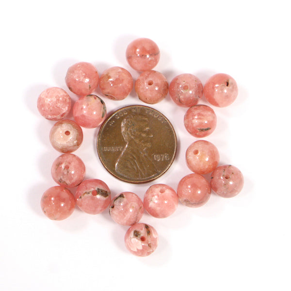 Rhodochrosite, Round 8mm Beads, Sold in Sets of 2