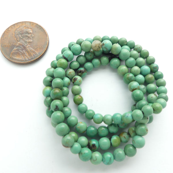 Turquoise, Round, 4mm on 16-inch Strand