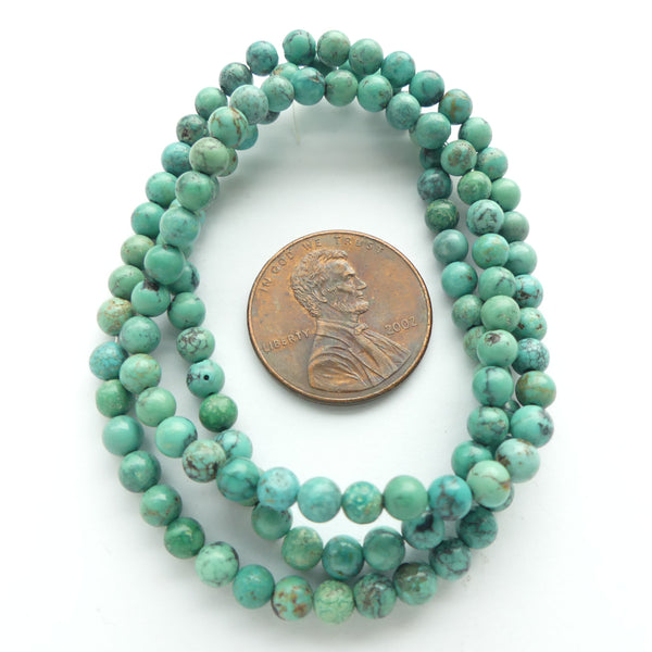 Turquoise, Round, 4mm on 16-inch Strands