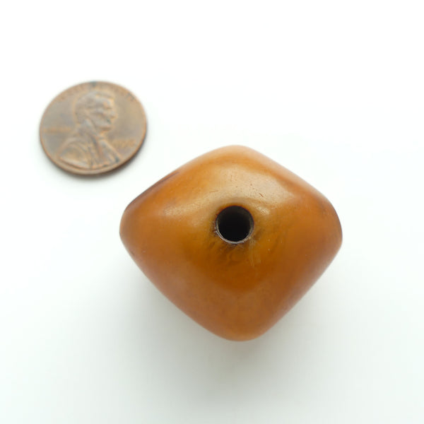 African Amber, Antique Rare Diamond Shape, Rich Dark Colors 2 Holes, 30x27mm