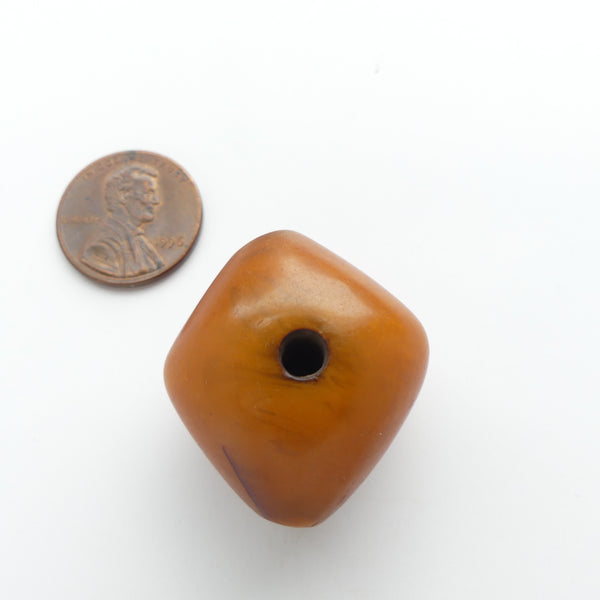African Amber, Antique Rare Diamond Shape, Rich Dark Colors 2 Holes, 30x27mm