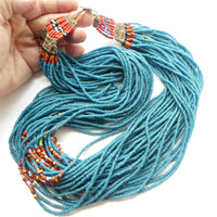 Naga Necklace, 38 Strands of Antique European Seed Beads, 32 Inches