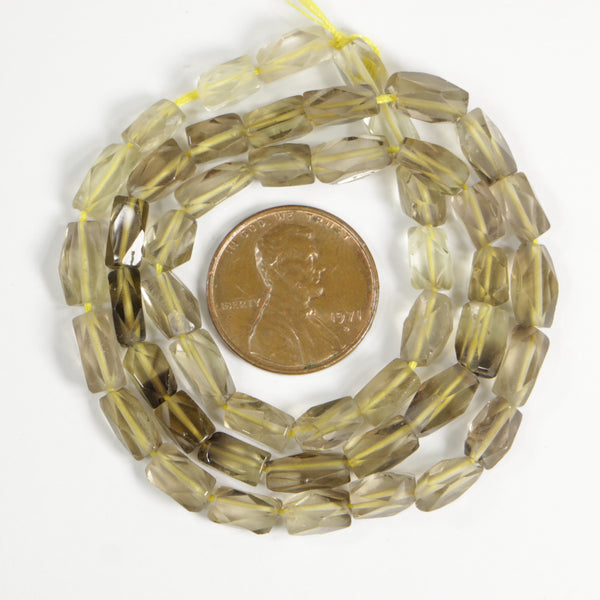 Smoky Quartz, Very Light to Medium Brown, Faceted Tube, 8x5mm on a 14 1/2-inch Strand