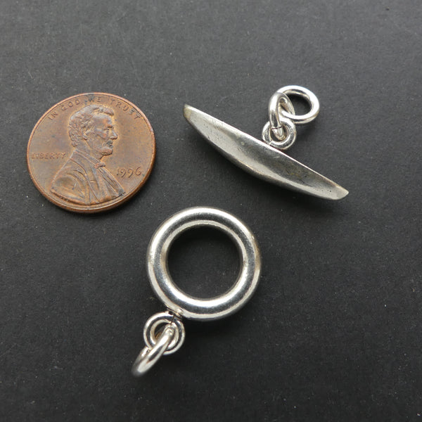 Clasp, Toggle, Thai Sterling Silver, 16mm Diameter