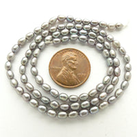 Pearls, Peacock, Rice Shape 4x3mm on 16-inch Strand
