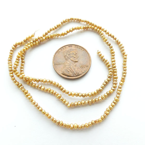 Pearls, Bronze, Micro 2mm Size on 16-inch Strands