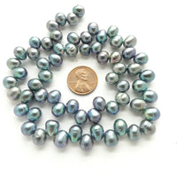 Pearls, Peacock, Dancers 9x8mm on 16-inch Strand