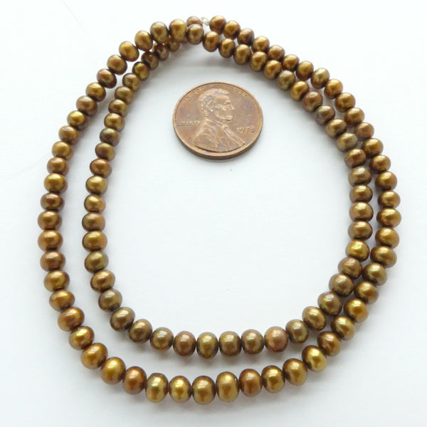 Pearls, Bronze, Round Dark 4mm on 16-inch Strand