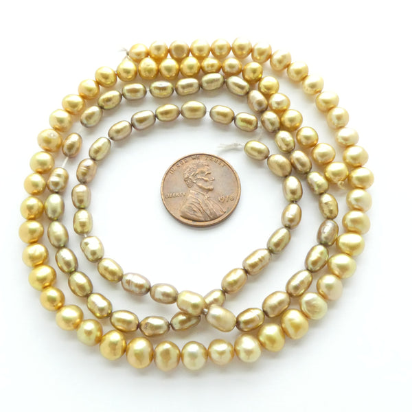 Pearls, Champagne, Rice and Round Shapes, Mixed Set of 2 Short Strands