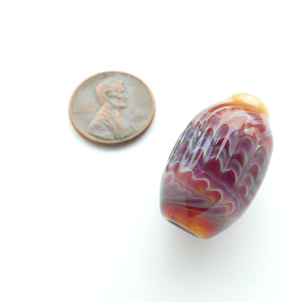 Tom Boylan Bead, Early Bead from 1990s, Luscious Colors & Textured Surface 26x18mm