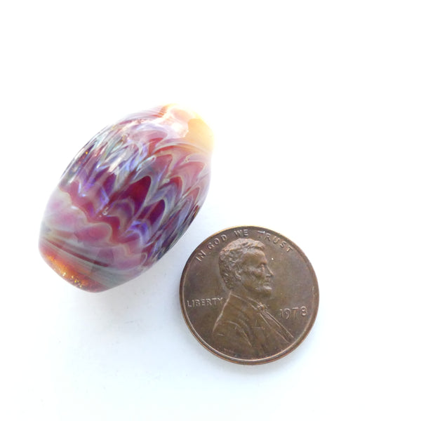 Tom Boylan Bead, Early Bead from 1990s, Luscious Colors & Textured Surface 26x18mm