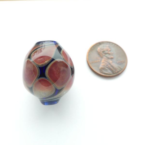 Tom Boylan Bead, Smooth Round with Sunrise Colors & Black, 24x19mm