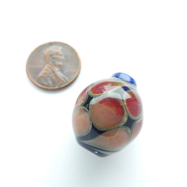 Tom Boylan Bead, Rare Small Round Shape with Sunset Eyes, 23x18mm