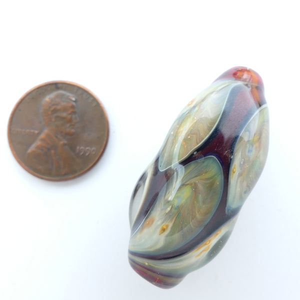 Tom Boylan Bead, One of his Classic Eye Beads with Rare Red Base, 37x15mm