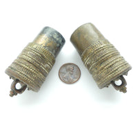 Brass, Unique Container Made from Huge Gun Shell Decorated & With Loops, 4 inches Long