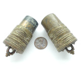 Brass, Unique Container Made from Huge Gun Shell Decorated & With Loops, 4 inches Long
