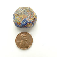 Millefiori Antique Venetian Trade Bead, Tabular Modified in Africa, 15x17mm