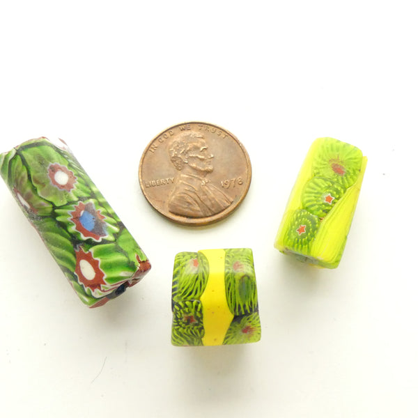 Millefiori Antique Venetian Trade Beads, Set of Three
