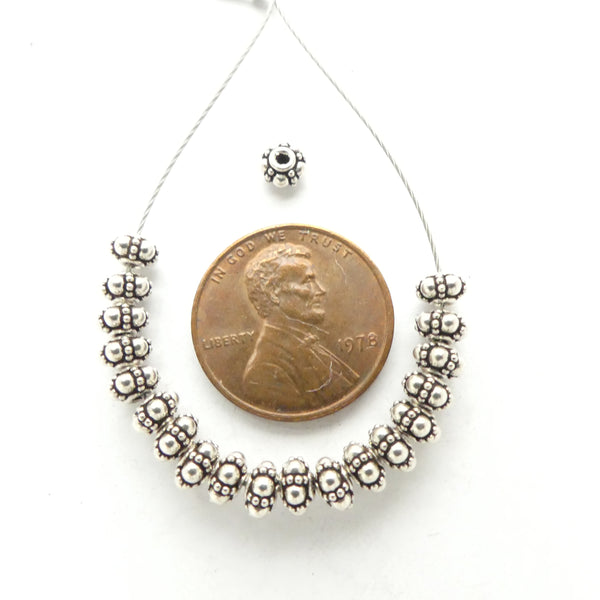 Indian Silver Tiny Granulated Spacers, 3x5mm, Sold Individually