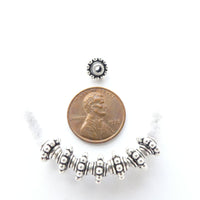 Indian Silver Granulated Collared Spacers, 5x8mm, Sold Individually